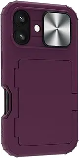 Case for iPhone 16/16 Pro/16 Plus/16 Pro Max, Sliding Lens Cover Phone Cover Shockproof Card Slot Shell Anti-Scratch Drop-Proof Cover,16pro,Purple