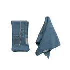 Square Stonewashed Linen Blend Napkins with Tab, Blue, Set of 4