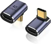 90 Degree Right Angle USB-C Male to USB-C Female Adapter, AreMe 2 Pack Up and Down 90 Degree Type-C Adapter Extender Compatible for Steam Deck, Switch, Notebook Computers, Tablet and Mobile Phones