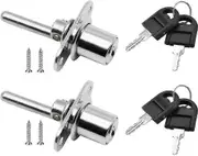 2 Pieces Door LockDrawer with Key for Furniture Piston Lock for Filing Cabinet Cabinet Showcase, Diameter 16mm, Length 61mm (Silver)