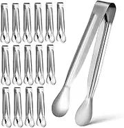 Gadpiparty 18Pcs Mini Serving Tongs Stainless Steel Tongs for BBQ Camping and Appetizers Durable Polished Metal Tongs for Serving and Handling
