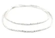 Faceted Shiny Silver Triangle Heishi Beads 2.5mm White Metal 24”