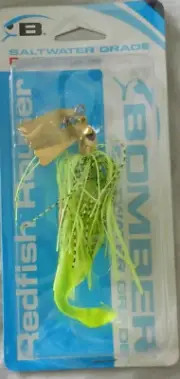 BOMBER SALTWATER GRADE REDFISH ROUSER 4" 1/2 OZ CHARTREUSE SILVER PADDLE TAIL