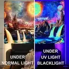 (230X180cm)Fluorescent Landscape Tapestry UV Reactive Blacklight Landscape Hot