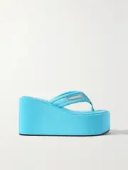 [Coperni] Coperni - Logo-appliquéd Webbing Wedge Flip Flops - Blue - IT40 IT 40 Blue