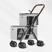 Lightweight Dog Stroller Folding Pet Stroller Double-Decker Stroller Outdoor Stroller Pet Travel Stroller