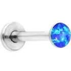 3 mm Blue Opal Stone Internal Thread Ear Cartilage Helix Labret Tragus Stud 16G