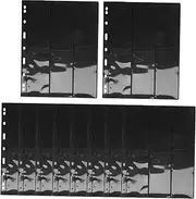 Didiseaon 10pcs Black Background Stamp Album Inserts Double-Sided Stamp Sheets for Collectors Pet Material Row Design for Displaying