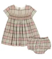 [Bonpoint] Bonpoint Baby Maruska checked dress and bloomers set M 12 multicoloured