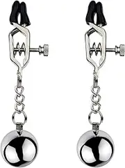 HCUDFN BDSM Nipple Clamps for Women Stainless Steel Nipple Clamps with Weighted Balls SM Labia Clamps Adjustable Sex Toys for Women(A)