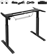 Stand Up Desk Frame Electric Sit and Standup Table Base Legs Heavy Duty Adjustable Rising Standing Underframe Carbon Steel Dual Motor Black