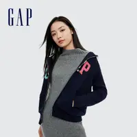 在飛比找蝦皮商城優惠-Gap 女裝 Logo仿羊羔絨連帽外套-海軍藍(619134