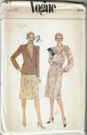 Vogue Sewing Pattern 7817 Dress Jacket Misses Size 10 VTG