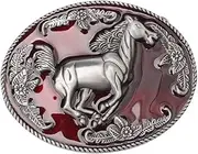 [Fachoice] Running Horse Belt Buckle for Men Red Horse Warrior Belt Buckle, Galloping Horse Belt Buckle Punk Horse Oval Belt Buckle Men’s Tribal Horse Animal Western Cowboy Belt Buckle Jewelry, Red