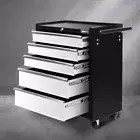 5 Drawer Tool Box Cabinet Chest Trolley Box Garage Storage Toolbox Black/Grey