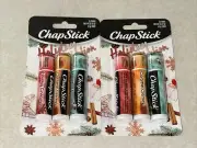2 Packs of 3-CHAPSTICK HOLIDAY COLLECTION Cinnamon Caramel Cocoa Lip Balm