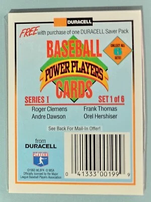 1993 Duracell Baseball Power Players Series 1 Set 1 of 6 New Sealed