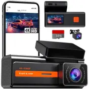 Dash Cam Front and Rear, 4k+1080P Dual Dash Camera for Cars, 1.5” WiFi Mini D...