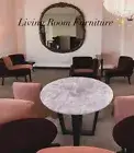 Round Rose Quartz Stone Coffee Table Crystal Gemstone Conference Office Deco