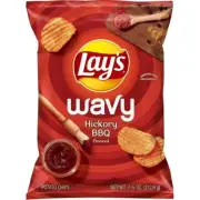 Lay's WAVY HICKORY BBQ Flavored Potato Chips 7.75 Oz. (1 Bag Snacks)