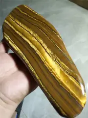 1417g Natural yellow "tiger eyes" Stone Polished Furnishing Articles B511