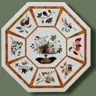 24" Unique Marble Coffee Side Table Top Inlay Pietra Dura Art Antique Home Decor