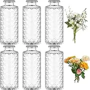 Vintage Bud Vases Small,Vintage Vase Clear Vases Set,Bud Vase Home Decor,Glass Vase Bulk,Small Diamond Bud Vases,Glass Bud Vases Set Small Diamond Bud Vases Vintage Bud Vases