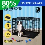 BEASTIE Dog Cage Kennel Metal Pet Crate Cat Collapsible Playpen 36" Large