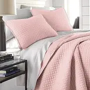 Southshore Fine Living, Inc. Twin/Twin XL Quilt Set with Matching Pillow Sham, Quilted Pink Bedspread Twin or Twin XL, Soft Microfiber Lightweight Twin Coverlet, Pastel Pink