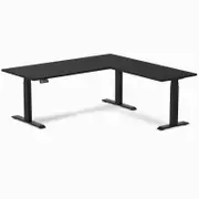 Desky Eco L-Shape Sit to Stand Black Melamine Desk 1800x1750mm Matte Black Height Adjustable Leg