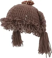 [FOMIYES] Warm Winter Hat for Knitted Toddler Beanie Newborn Accessory Soft Yarn Braided Detail for Girls Boys Brown