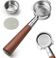 51 mm Bottomless Portafilter with Puck Screen, 3 Ears Espresso Portafilter Compatible with Delonghi Dedica EC680, EC685,SMEG & EUPA Coffee Machines,Stainless Steel Portafilter and Rosewood Handle