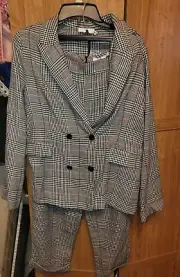 Lush NWT houndstooth Red Pantsuit And Blazer Womens Size M SET