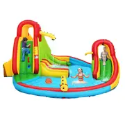 Babyjoy 420*420CM Inflatable Swimming Pool Playing House Jumping House w/ Water Slide & Water Gun without Blower