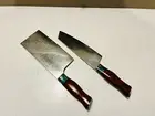Damascus “Rain Drop” Kiritsuke Chef Knife 18cm N Cleaver 18cm Combo