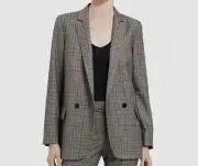 $576 Theory Women's Gray Wool Double Breasted Boy Blazer Jacket Coat Size 10