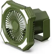 [Generic] Multifunctional Camping Fan with Light USB Battrey Operated Fan Ceiling Tent Light Portable Power Bank with 3 Adjustable Wind & Brightn Remote Controller for Home Office Camping Picnic Green