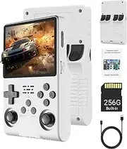 R40S PRO Game Console - 30000 Classic Games in 1 Handheld Retro Gaming Consele with 3.5-Inch IPS Screen/3800mAh/20＋ Emulator/Built-in 256G TF Card, Support HDMI and TV Output (White)