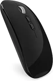 Bluetooth Mouse, Akrobo Rechargeable Wireless Mouse with Dual Mode (Bluetooth 5.1 and 2.4G Wireless),Ergonomic Portable Slim Computer Mouse for Laptop Android Windows Mac OS, Midnight Black