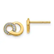 Solid 14k Two-tone Simulated CZ Circles Post Earrings