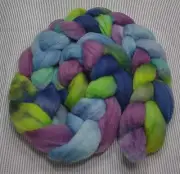 USA Hand Dyed Painted Med Wool Combed Top Roving Spinning Felting Gems