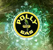 Polly Gas sign Snowflake Tri-Colred Light Blinks Holiday Christmas Tree Ornament