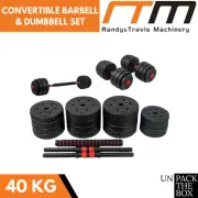 Adjustable Dumbbells 40kg Set Rubber Barbell Home Gym Weights Exercise Fitness