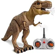 Discovery Kids Remote Control RC T Rex Dinosaur Electronic Toy Action Figure Moving & Walking Robot w/Roaring Sounds & Chomping Mouth, Realistic Plastic Model, Boys & Girls 6 Years Old+