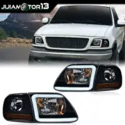 Fit For 97-04 F150 Expedition Smoke LED Tube Headlights & Corner Parking Lights (for: Ford)