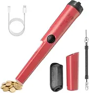 Rechargeable Metal Detector Pinpointer for Adults & Kids, Fully Waterproof Handheld Metal Detector Wand for Underwater, Portable Small Gold Detector Tool with LED Light and Adjustable Sensitivity