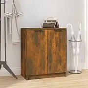 Shoe Cabinet in Elegant Smoked Oak Finish, 59x35x70 cm, Engineered Wood, Ample Storage with 2 Doors, Stylish Design for Home Decor, Prevent Clutter and Store Shoes Efficiently