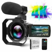 Camcorder Video Camera Ultra HD 4K 48MP 16X Digital Vlogging Microphone Remote