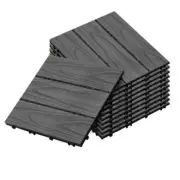 NNEAGS 11 pcs Dark Grey DIY Wooden Composite Decking Tiles Garden Outdoor Backya