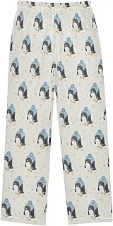 [ZZXXB] Penguin with Hat Boys Long Pants Soft Trousers Elastic Waist Kids Lounge Bottoms with Pockets S-XL
